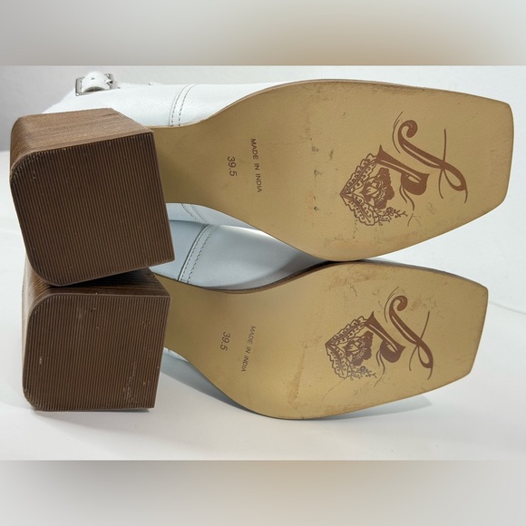 Free People Brady Buckle Shoeboot Women's Size 39.5/9.5 Whie Leather Block Heel - Picture 11 of 15